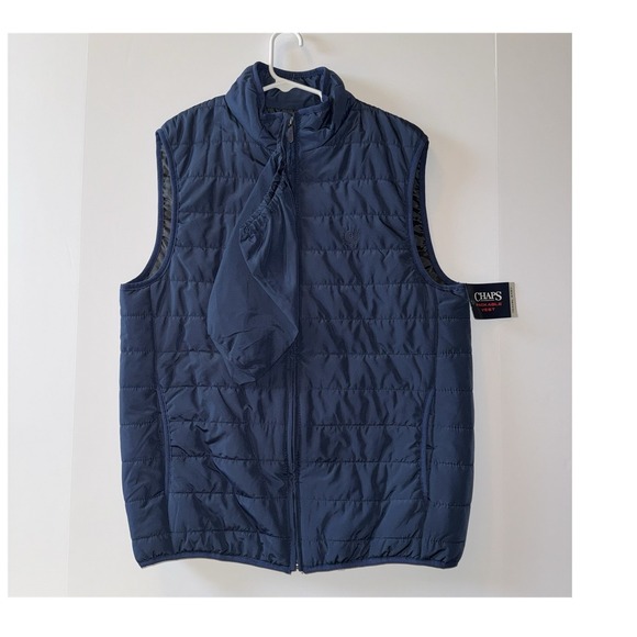 Chaps Other - NWT Men's Small Chaps Packable Quilted Zip Vest Navy Stand-Up Collar Travel